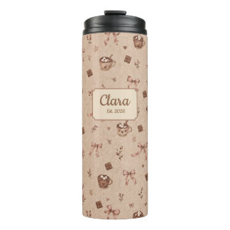 Custom Name Cosy Cocoa Hot Chocolate Pattern Gift Thermal Tumbler