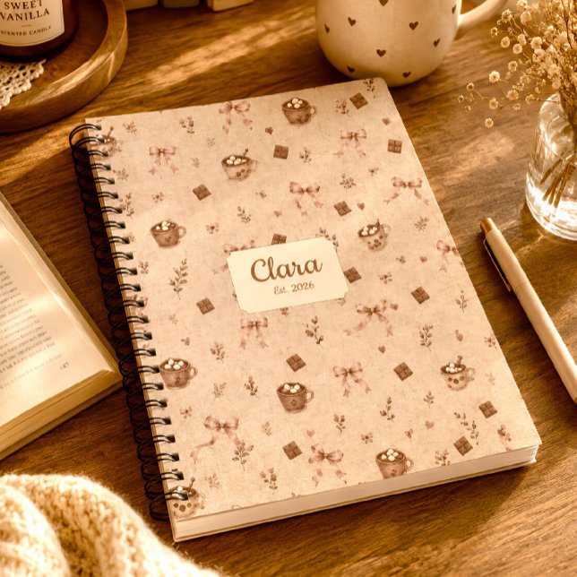 Custom Name Cosy Cocoa Hot Chocolate Readers Gift  Notebook (Creator Uploaded)