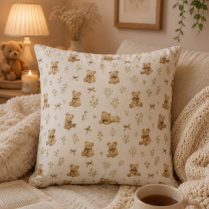 Custom Name Cottagecore Coquette Teddy Bear Gift Cushion