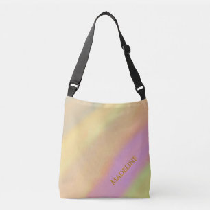 Custom Name Cotton Candy Watercolor Pattern Crossbody Bag