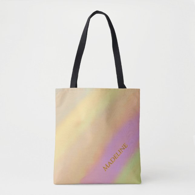 Custom Name Cotton Candy Watercolor Pattern Tote Bag (Front)