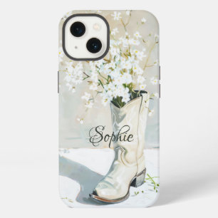 Custom Name Cowgirl Boot With Flowers Painting iPhone 13 Case