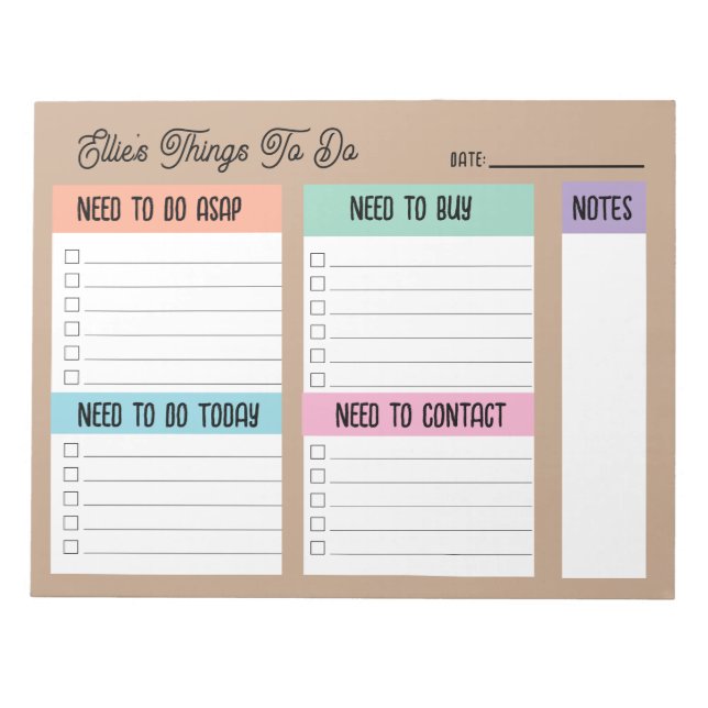 Custom Name Coworker Gift Check List Notepad (Front)
