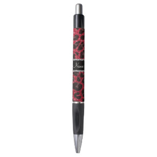 Custom name crimson red glitter leopard print