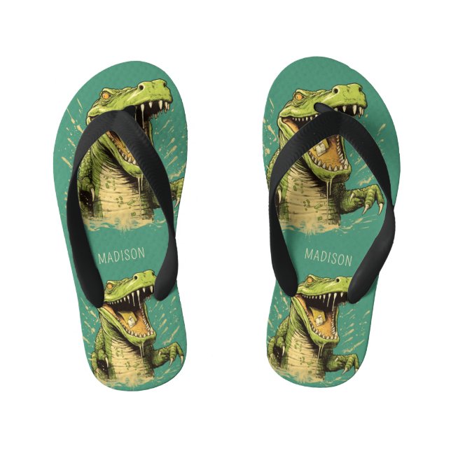 Custom Name Crocodile Kid's Jandals (Footbed)