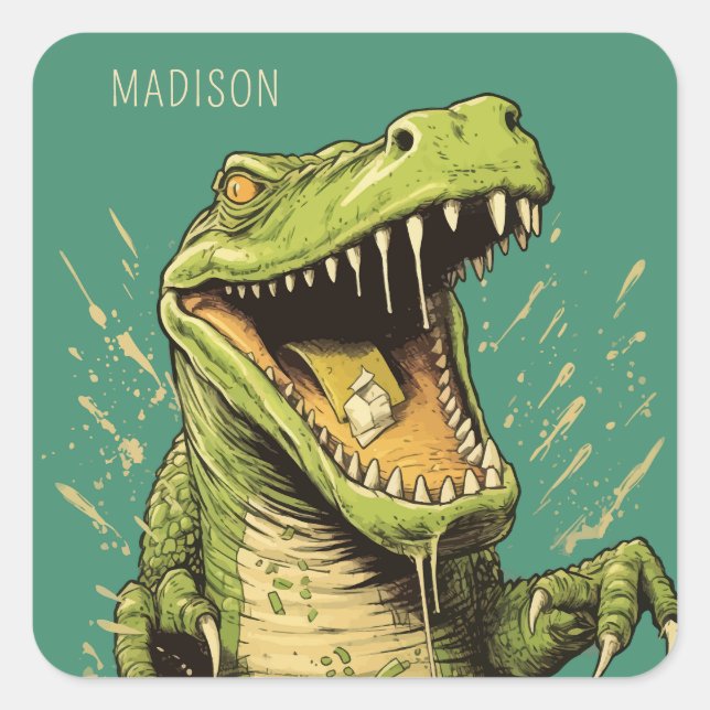 Custom Name Crocodile Square Sticker (Front)