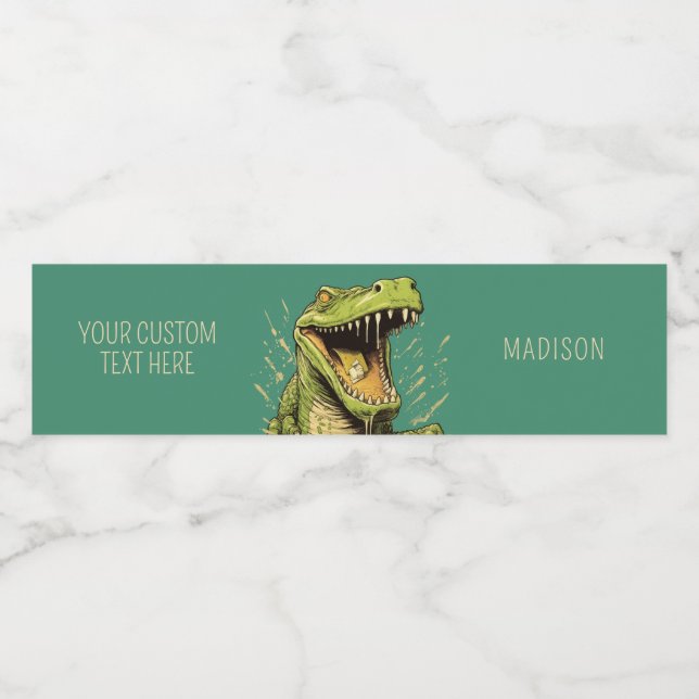 Custom Name Crocodile Water Bottle Label (Single Label)
