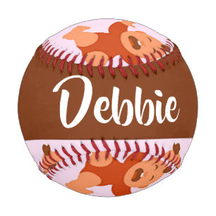 Custom name crying babies on pink baseball