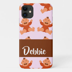 Custom name crying babies on pink Case-Mate iPhone case