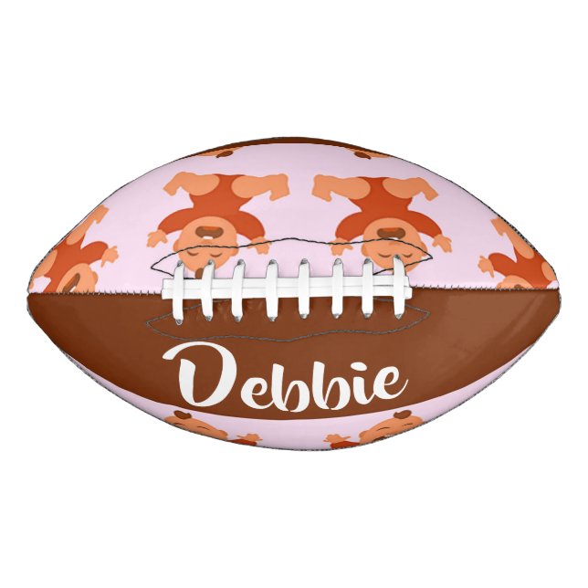 Custom name crying babies on pink football (Front)