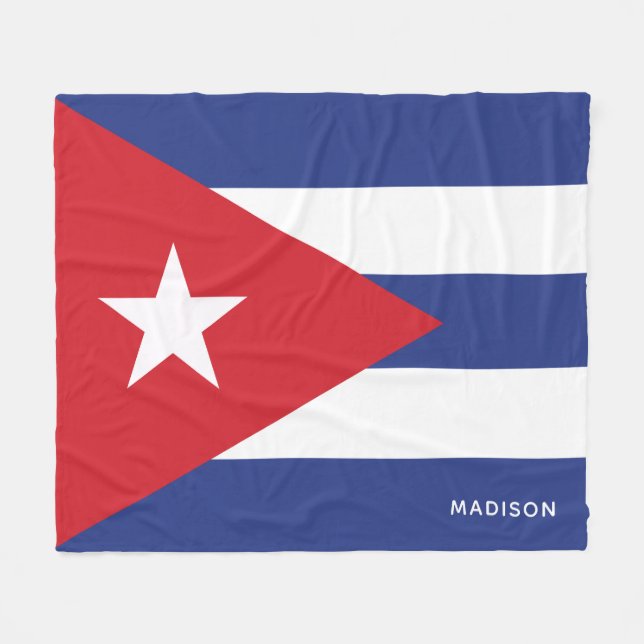 Custom name Cuba Flag Fleece Blanket (Front (Horizontal))