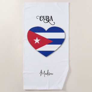 Custom Name Cuba Love Beach Towel