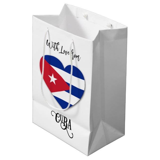 Custom Name Cuba Love Medium Gift Bag (Front Angled)