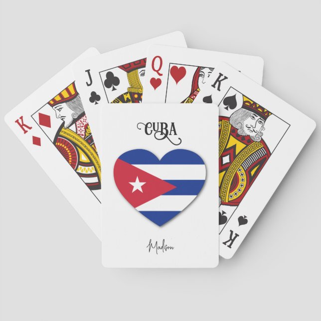 Custom Name Cuba Love Playing Cards (Back)