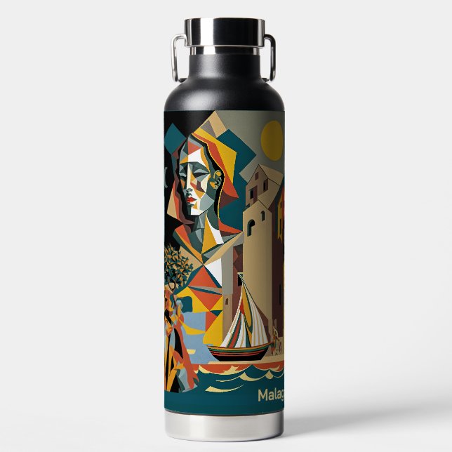 Custom Name Cubist Malaga Water Bottle (Front)
