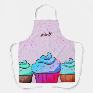 Custom Name Cupcake Design All Over Print Apron