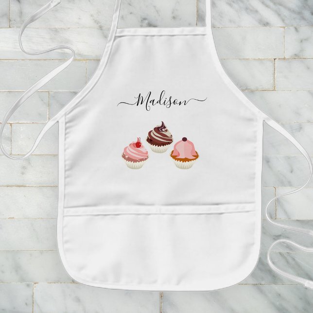 Custom Name Cupcake Party Baking Fun For Children Kids Apron (Creator Uploaded)