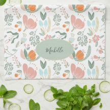 Custom name cute botanical pastel floral pattern