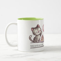 Custom Name Cute Cat Girls Birthday Gift Mug