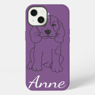 Custom Name Cute Dog, Flowers iPhone 13 Case