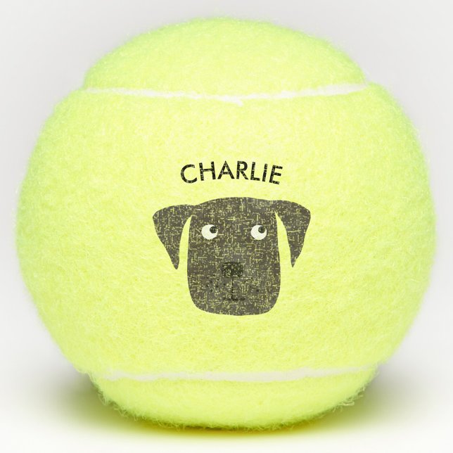 Custom Name Cute Dog Tennis Balls (Personalized cute Labrador Retriever dog tennis ball)