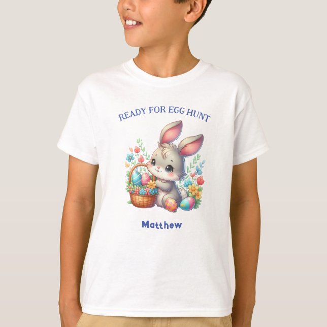 Custom name cute Easter bunny  T-Shirt (Front)