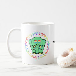 Custom Name Cute Elephant LGBTQ Pride Coffee Mug