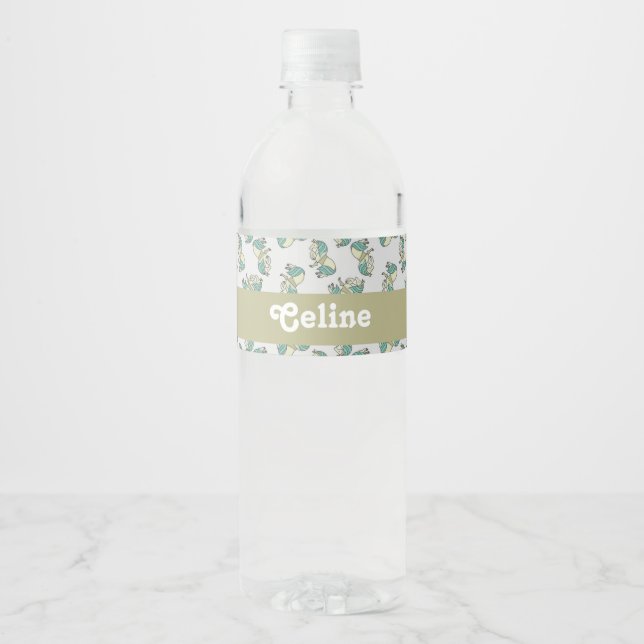 Custom name cute horse pattern water bottle label (Front)