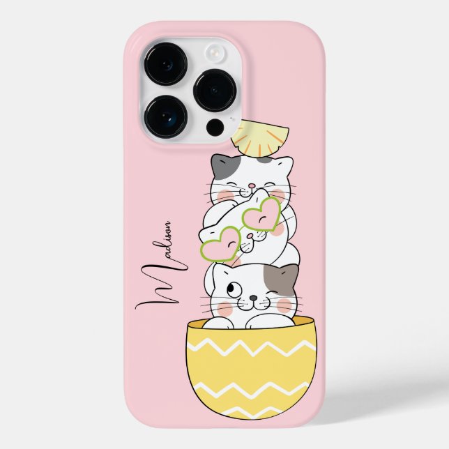 Custom Name Cute Kittens Case-Mate iPhone Case (Back)