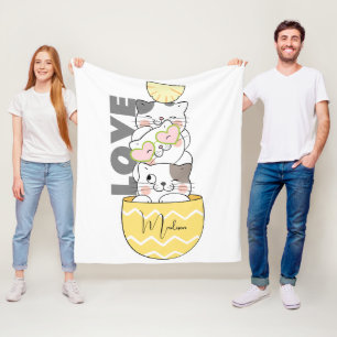 Custom Name Cute Kittens Fleece Blanket