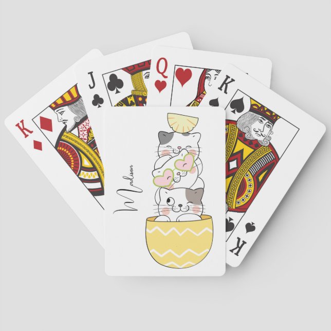 Custom Name Cute Kittens Playing Cards (Back)