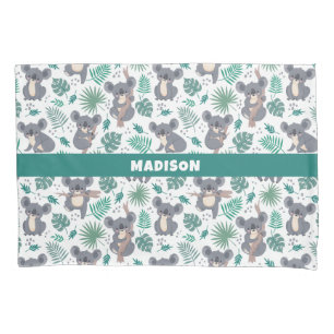 Custom Name Cute Koalas Pattern Pillowcase