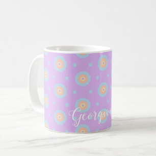 Custom Name Cute Pastel Rainbow Bullseyes Pattern Coffee Mug