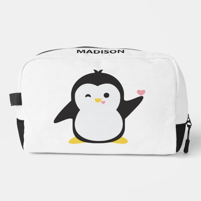 Custom name cute penguin dopp kit (Front)