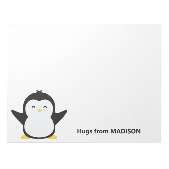 Custom name cute penguin notepad (Front)