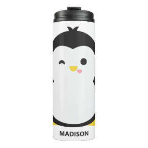 Custom name cute penguin thermal tumbler