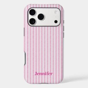 Custom Name Cute Pink Watercolor Striped