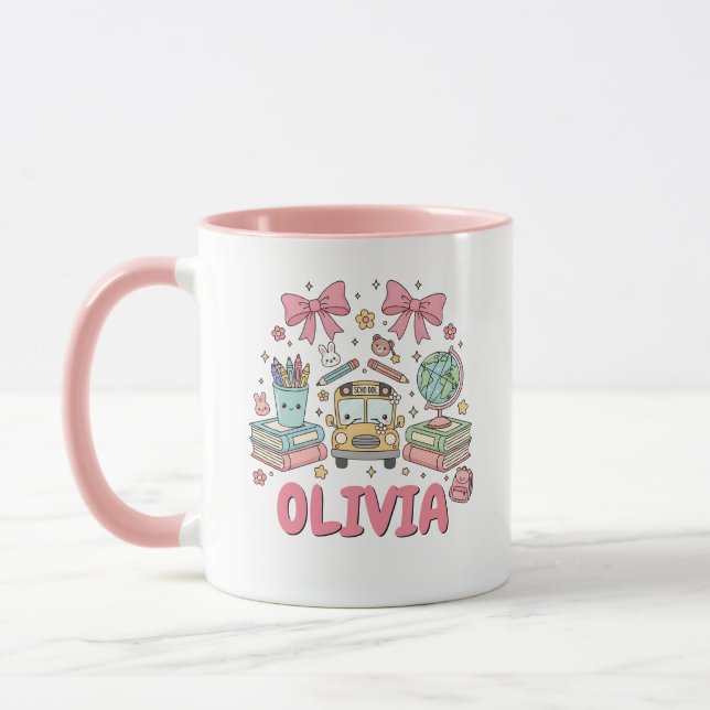 Custom Name Cute School Supplies Mug (Left)