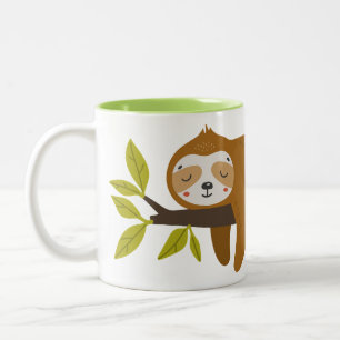 Custom Name Cute Sloth Two-Tone Coffee Mug