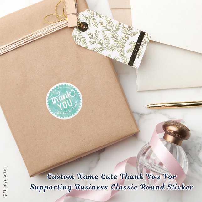 Custom Name Cute Thank You For Supporting Business Classic Round Sticker (Creator Uploaded)