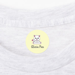 Custom name cute white cat on yellow