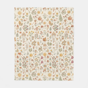 Custom Name Cute Woodland Fox Sun & Rainbow Fleece Blanket