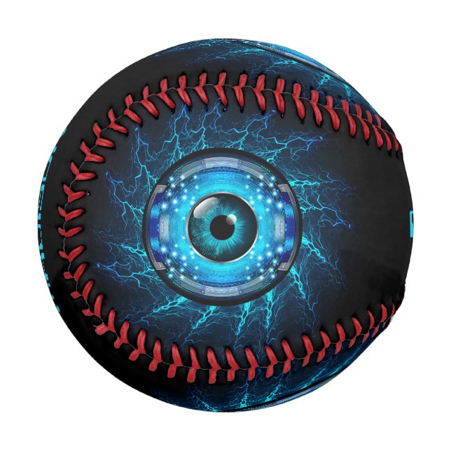Custom Name Cyber Circuit Eye Baseball (Back Right)