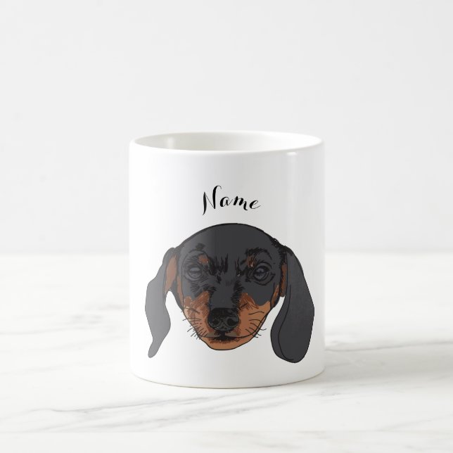 Custom Name Dachshund Art Coffee Mug (Center)