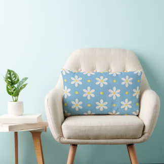 Custom Name Daisy Floral Lumbar Cushion