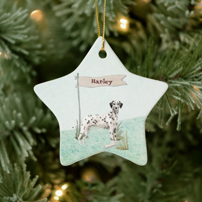 Custom Name Dalmatian Pet Dog  Ceramic Tree Decoration (Tree)