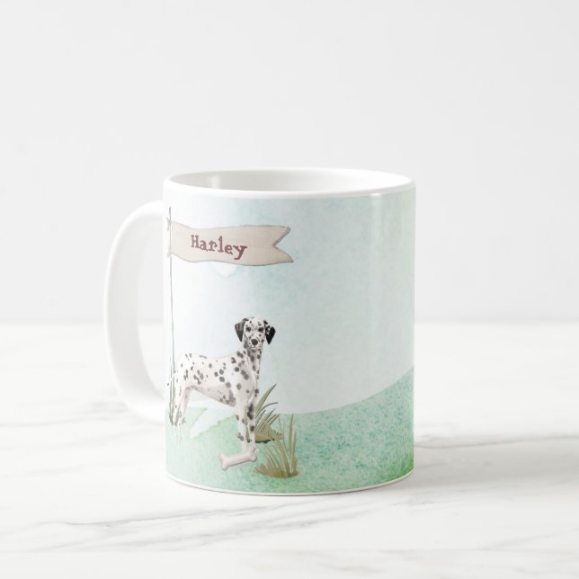 Custom Name Dalmatian Pet  Dog Coffee Mug (Front Left)