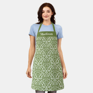 Custom name Damask Pattern apron