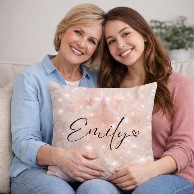Custom Name Dandelion Sparkle Throw Pillow (Creator Uploaded)