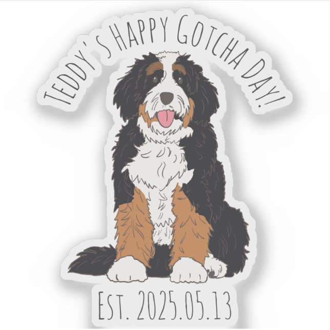 Custom Name & Date Bernedoodle Happy Gotcha Day (Front)